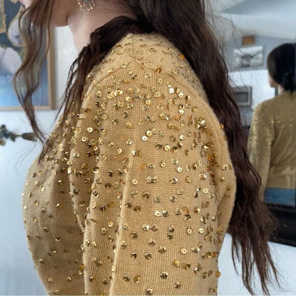 Newport News Womens V-Neck Long Sleeve Sequins Wrap Top Blouse Brown Size XL - Picture 11 of 15